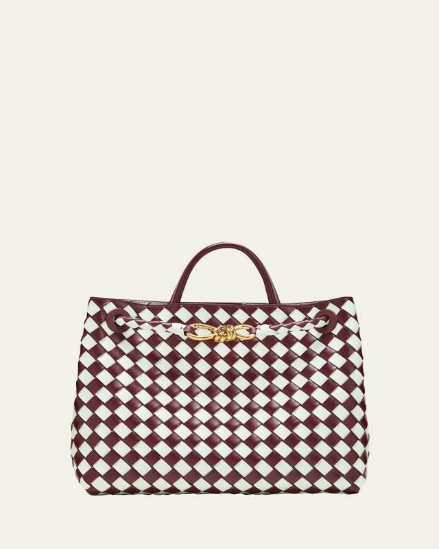 Andiamo Medium Bicolor Intrecciato Top-Handle Bag